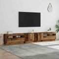 vidaXL TV skrinka s LED svetlami, staré drevo, 260x35x40 cm, umelé drevo