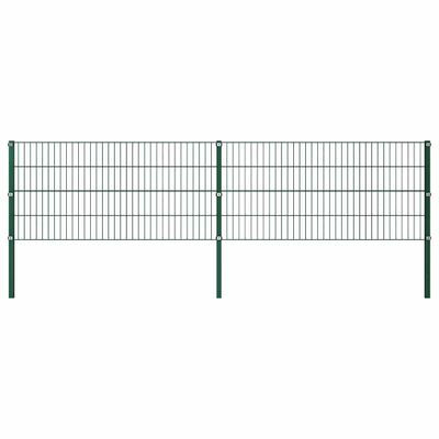 vidaXL Plotový panel so stĺpikmi, železný 349x80 cm, zelený