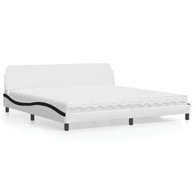 vidaXL Posteľ s matracom Dover bielo-čierna 200x200 cm umelá koža