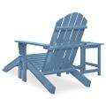 vidaXL Záhradná stolička Adirondack s otomanom a stolíkom jedľový masív modrá