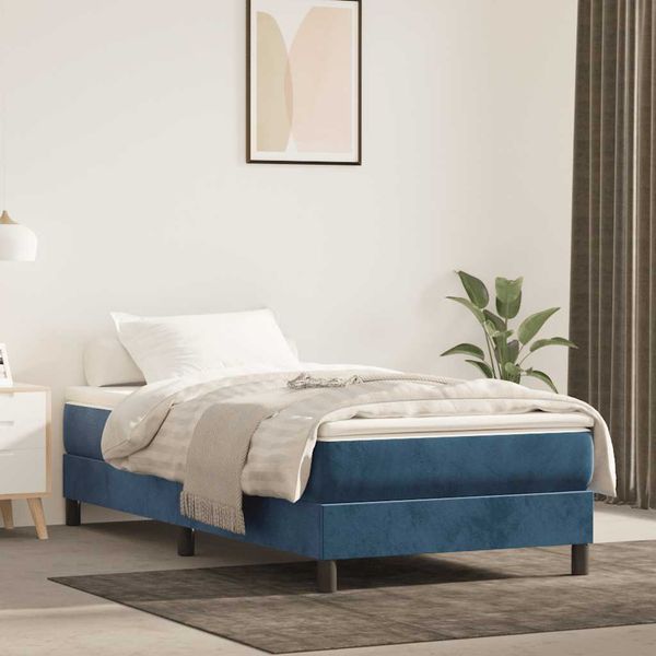 vidaXL Matrac s taštičkovými pružinami stredná tvrdosť tmavomodrý 100x210x20 cm zamat