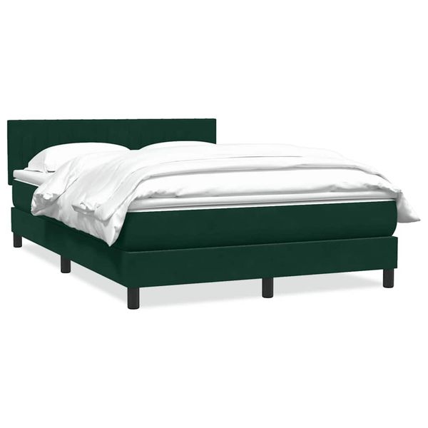 vidaXL Posteľný rám boxsping s matracom tmavozelený 140x210 cm zamat