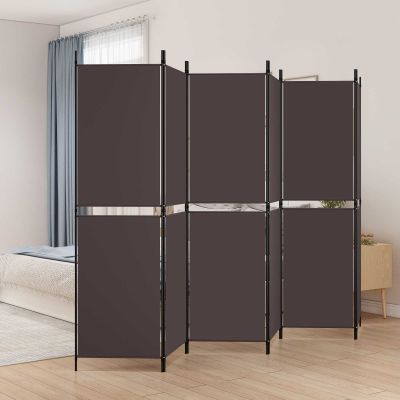 vidaXL 6-panelový paraván hnedá 300x180 cm látka