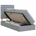 vidaXL LED úložná posteľ s matracom Svetlosivá 100 x 200 cm Látka