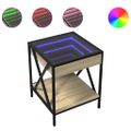 vidaXL Nočný stolík s nekonečnými LED dub sonoma 40x40x49 cm