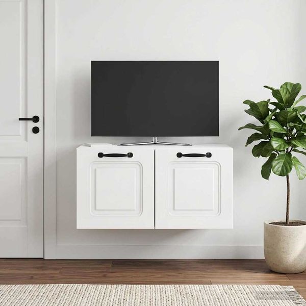 vidaXL Nástenná TV skrinka Biela s vysokým leskom 59,5 x 41 x 30 cm