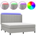vidaXL Posteľ boxsping s matracom a LED bledosivá 160x200 cm látka