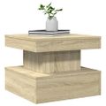 vidaXL Konferenčný stolík s LED svetlami dub sonoma 50x50x40 cm