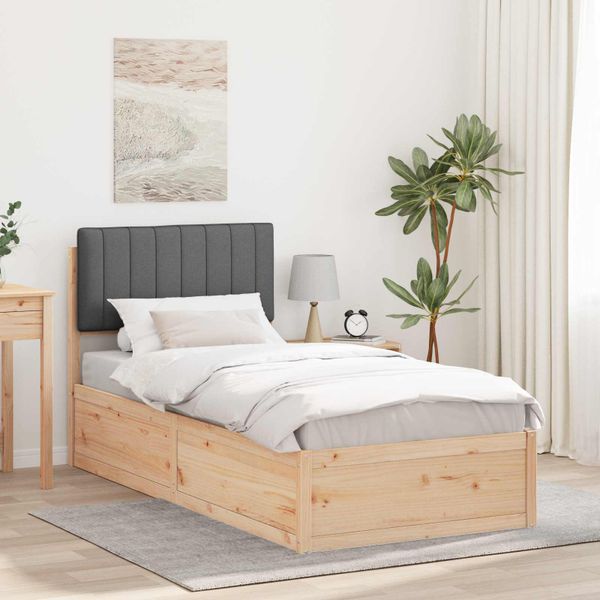 vidaXL Rám postele s čalúneným čelom Tmavo šedá 90 x 200 cm