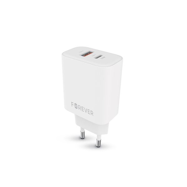Nabíjačka Forever TC-09-33AC GaN PD QC 1x USB-C 1x USB 33W biela