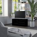 vidaXL TV skrinka, lesklá čierna 80x34x36 cm, drevotrieska