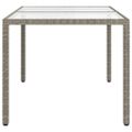 vidaXL Záhradný stôl 150x90x75 cm tvrdené sklo a polyratan sivý