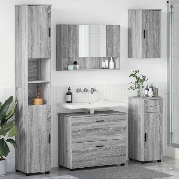vidaXL Sada kúpeľňového nábytku 5 ks Sivý Sonoma 35 x 30 x 192 cm