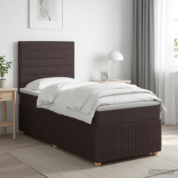 vidaXL LED boxspring posteľ s matracom Tmavohnedá 100 x 200 cm Látka