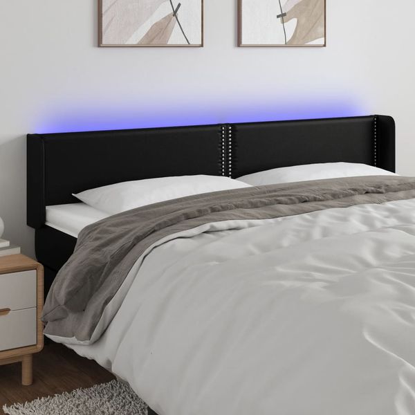 vidaXL Čelo postele s LED čierne 183x16x78/88 cm umelá koža
