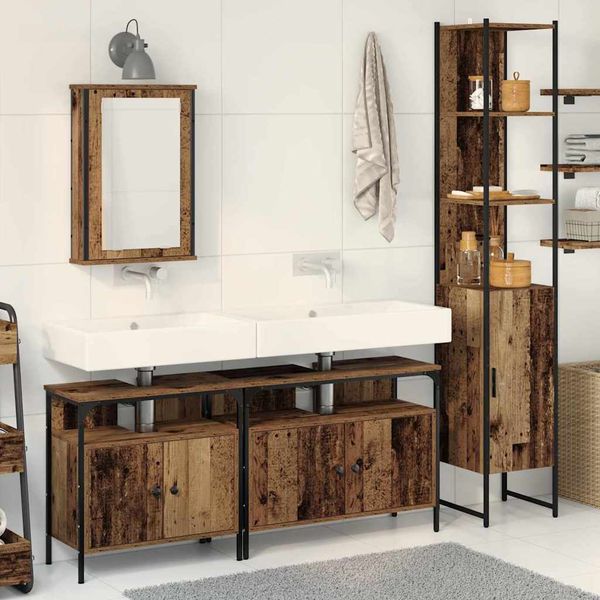 vidaXL Sada kúpeľňového nábytku 4 pcs Staré drevo Kompozitné drevo