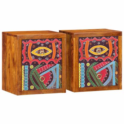 vidaXL Nočný stolík 2 pcs Hnedá 35 x 30 x 40 cm Pevné akáciové drevo