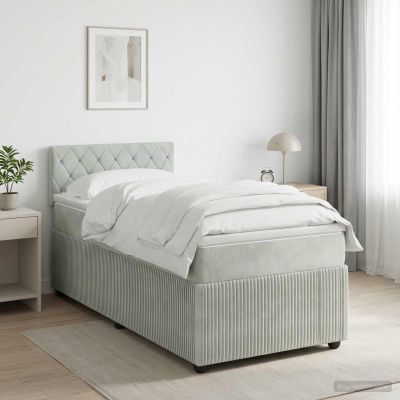 vidaXL Posteľ boxspring s matracom Svetlosivá 100 x 200 cm Zamat