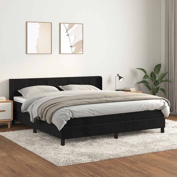 vidaXL Posteľný rám boxspring s matracom čierny 180x200 cm zamat
