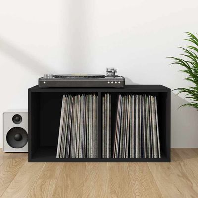 vidaXL Úložný box na vinyly, čierny 71x34x36 cm, kompozitné drevo