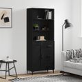 vidaXL Vysoká skrinka čierna 69,5x34x180 cm spracované drevo