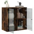 vidaXL Bočná skrinka so sklenenými dvierkami dymový dub 68x37x68,5 cm