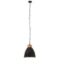 vidaXL Industriálna závesná lampa čierna železo a masívne drevo 35 cm E27