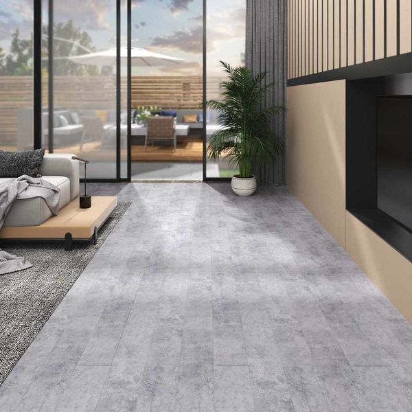 vidaXL Nesamolepiace podlahové dosky, PVC 4,46 m² 3 mm, cementovo sivé