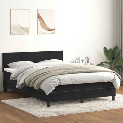 vidaXL Posteľný rám boxspring s matracom a LED čierny 160x210 cm zamat