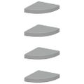 vidaXL Plávajúce rohové police 4 ks, sivé 25x25x3,8 cm, MDF