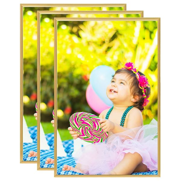 vidaXL Fotorámiky na stenu alebo stôl 3 ks zlaté 70x90 cm MDF