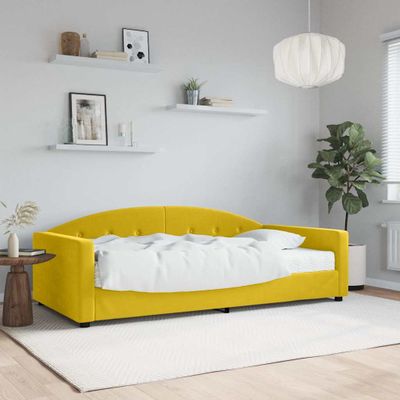 vidaXL Denná posteľ s matracom žltá 100x200 cm zamat