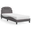 vidaXL Posteľ Viana s matracom sivá 90x200 cm umelá koža