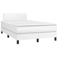 vidaXL Boxspring posteľ s matracom a LED biela 120x200 cm umelá koža