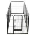 vidaXL Oceľová ohrádka pre psov s 8 panelmi 80x80 cm čierna