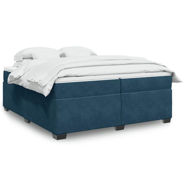 vidaXL Posteľný rám boxsping s matracom tmavomodrý 200x200 cm zamat