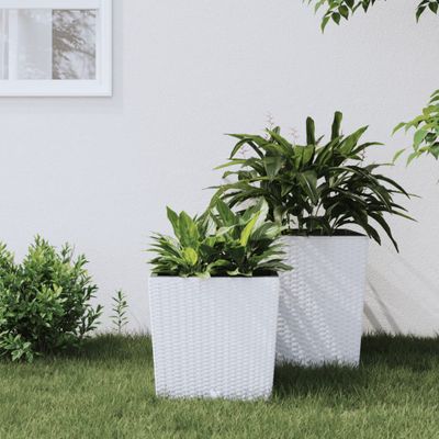 vidaXL Kvetináč s vyberateľnou vložkou biely 21 / 32 l PP ratan