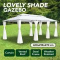 vidaXL Altánok so závesmi 600x298x270 cm, biely 180 g/m²