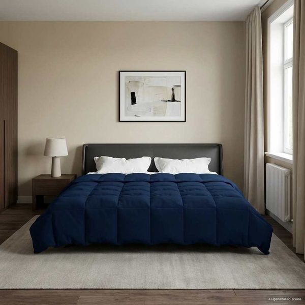 vidaXL Letná prikrývka Šnurovaný Tmavomodrá 200 x 220 cm Mikrovlákno