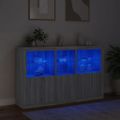 vidaXL Komoda s LED svetlami sivá sonoma 162x37x100 cm
