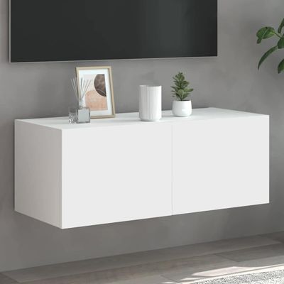 vidaXL TV nástenná skrinka s LED svetlami biela 80x35x31 cm