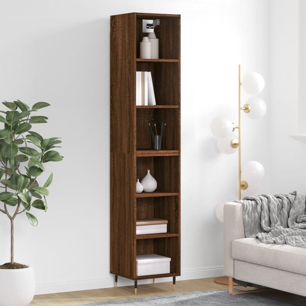 vidaXL Vysoká skrinka hnedý dub 34,5x32,5x180 cm spracované drevo