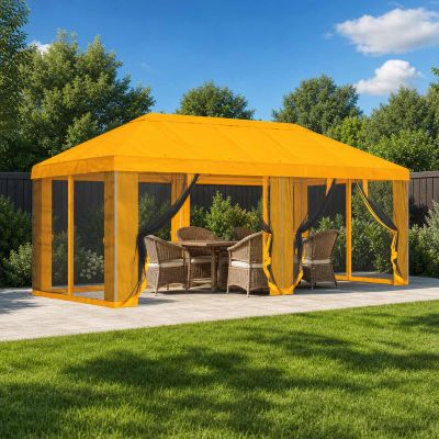 vidaXL Kryt altánku s bočnými stenami 6 x 3 m Žltá Polyester 190 gsm