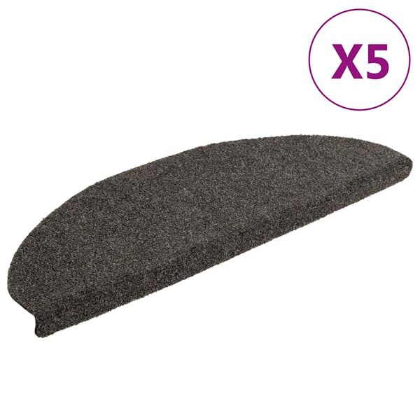 vidaXL Schodové rohože, samolepiace, 5 ks, 65x21x4 cm, antracitové, polkruhové, veľké
