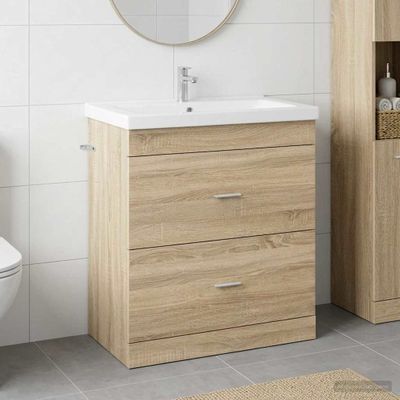 vidaXL Skriňa pod umývadlo do kúpeľne Dub sonoma 78,5 x 37,5 x 81 cm