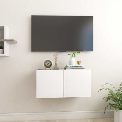 vidaXL Závesná TV skrinka biela a dub sonoma 60x30x30 cm