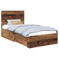 vidaXL Rám postele Staré drevo 100 x 200 cm Kompozitné drevo