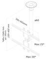 Neomounts  FPMA-C400BLACK / Flat Screen Ceiling Mount (Height: 64-104 cm) / Black Držák, VESA, stropní, pro monitor, úhloprícka 32"-60", náklon 25°, otácení 60°, nosnost 35kg, cerný
