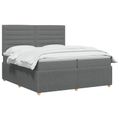 vidaXL LED boxspring posteľ s matracom Tmavosivá 200 x 200 cm Látka