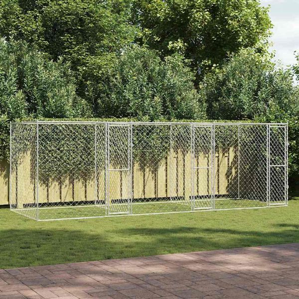 vidaXL Klietka pre psa Strieborná 600 x 200 x 200 cm Pozinkovaná oceľ